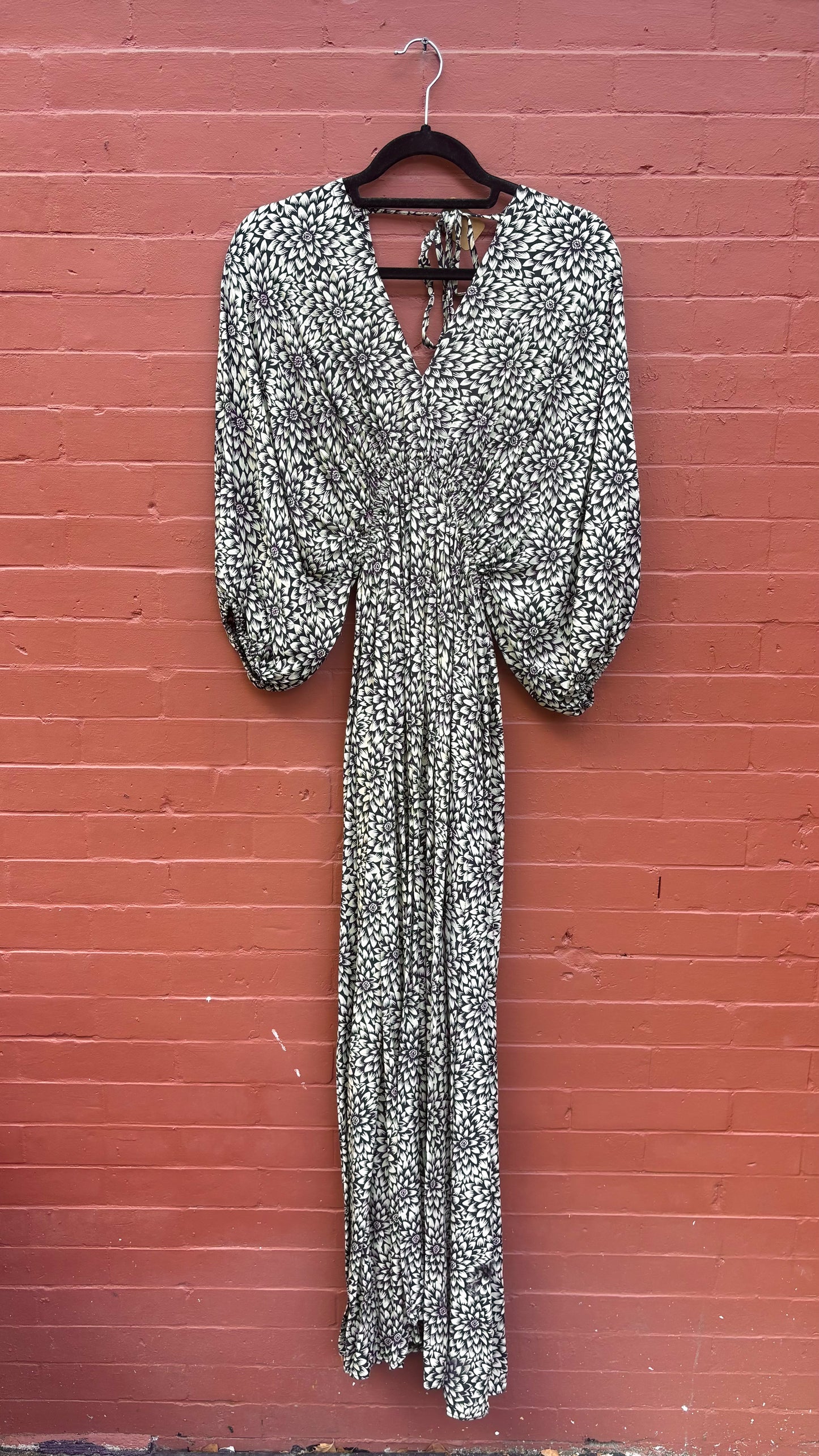 Thai Rayon Abstract Geometric Print Maxi Dress