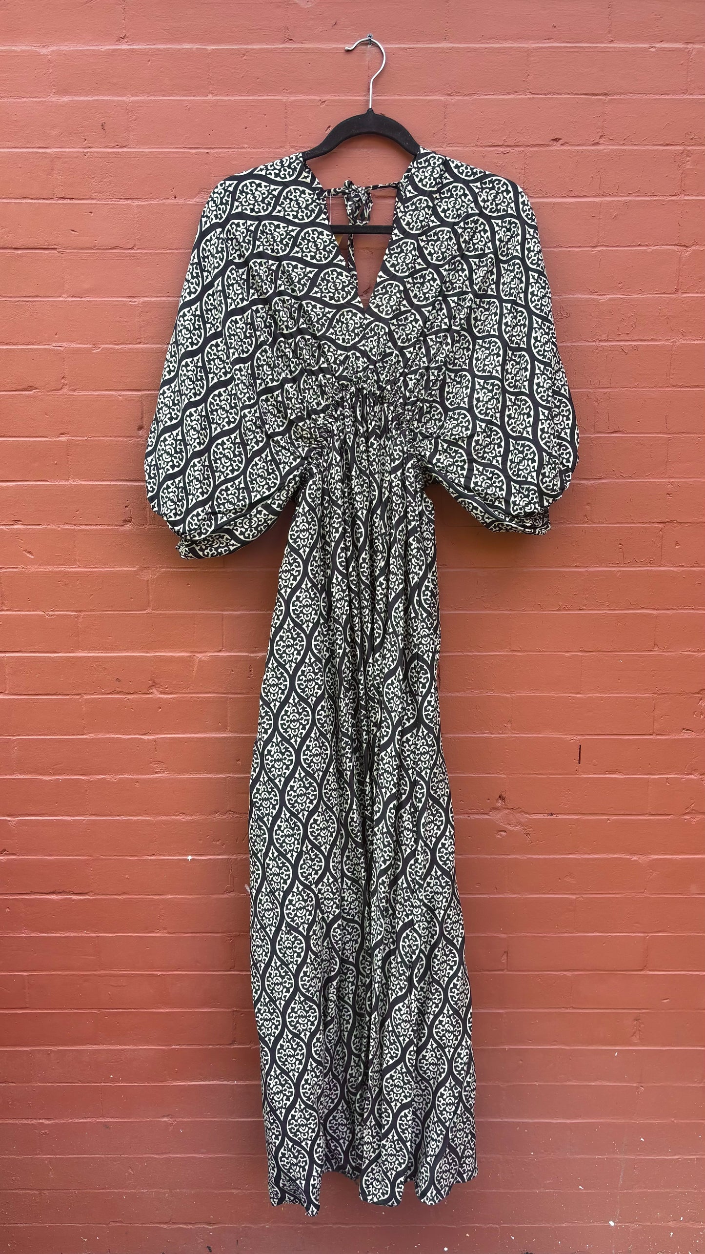 Thai Rayon Abstract Geometric Print Maxi Dress