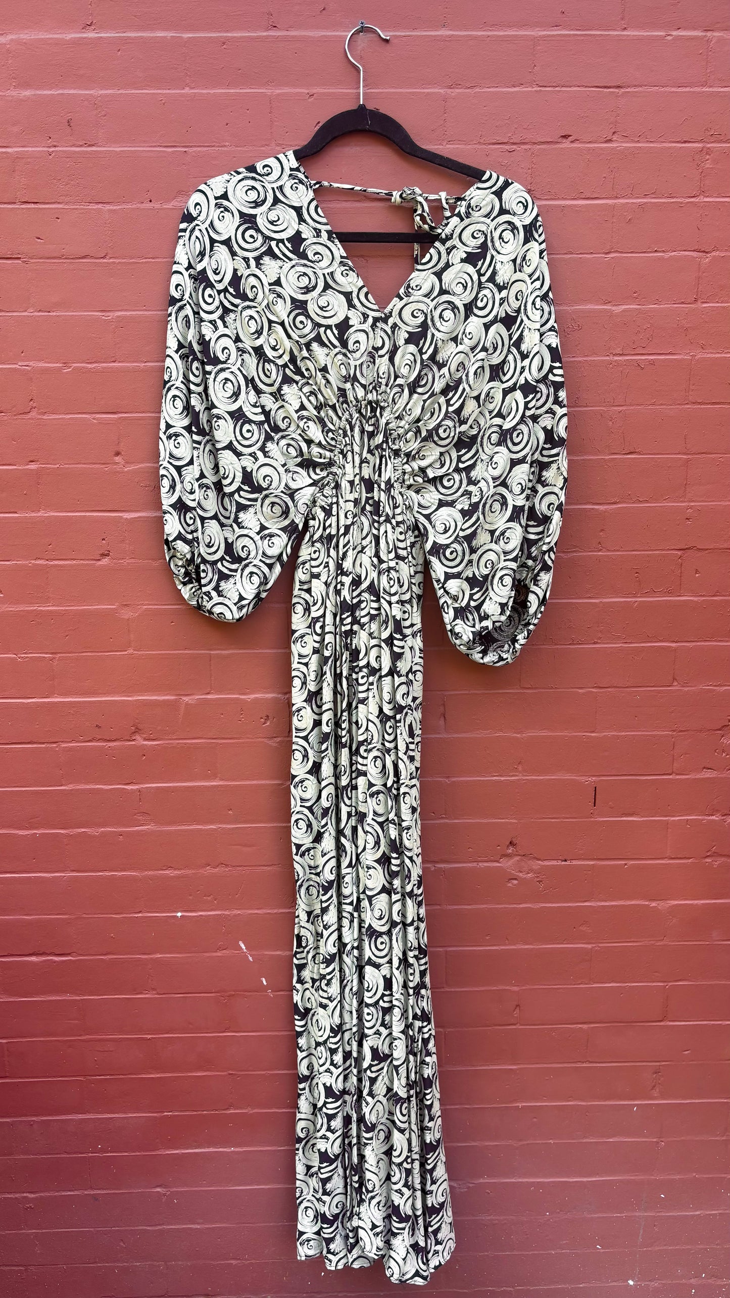 Thai Rayon Abstract Geometric Print Maxi Dress