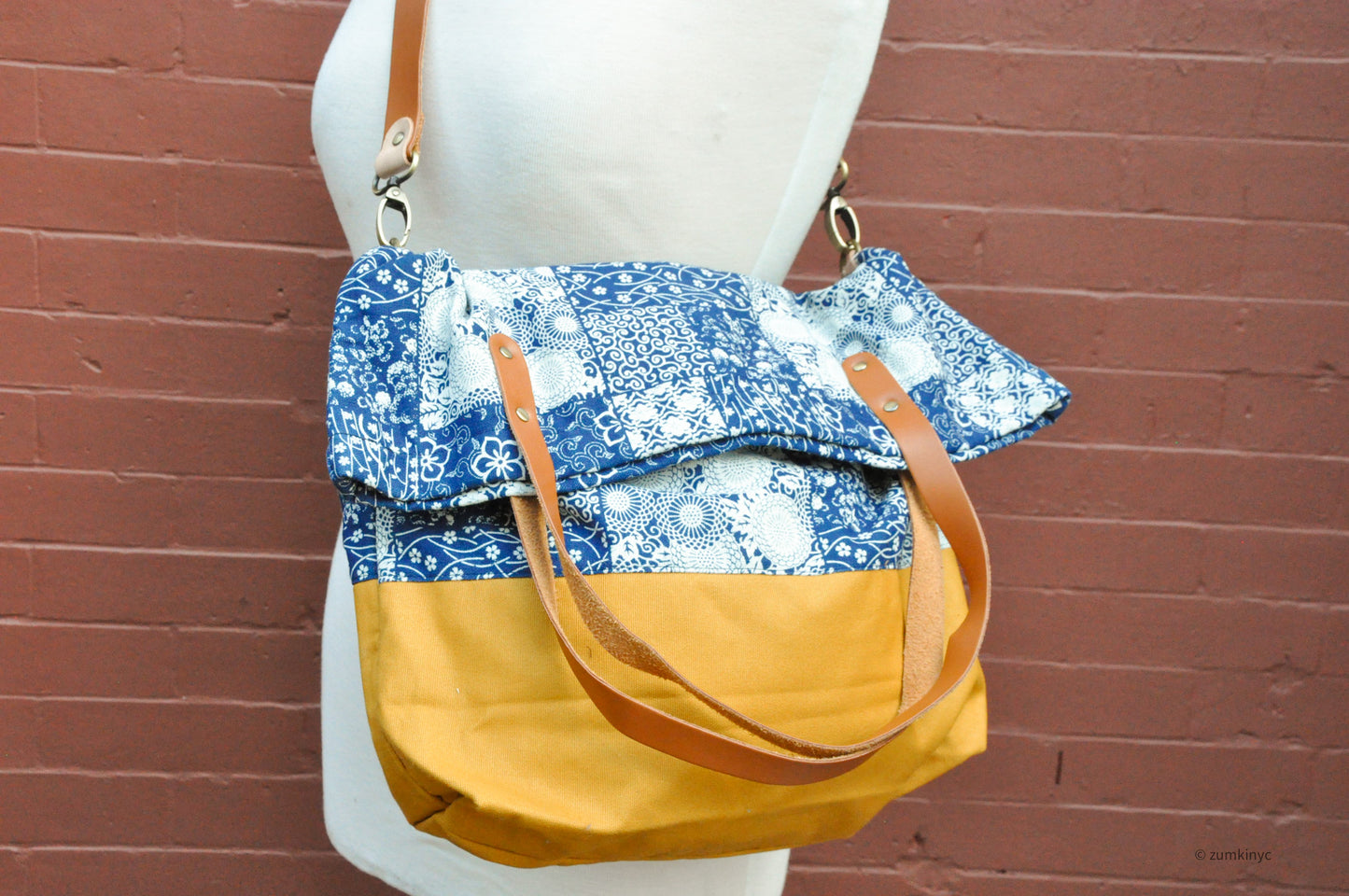 Two Strap Indigo Foldable Tote