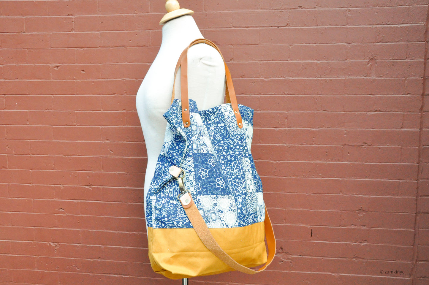 Two Strap Indigo Foldable Tote