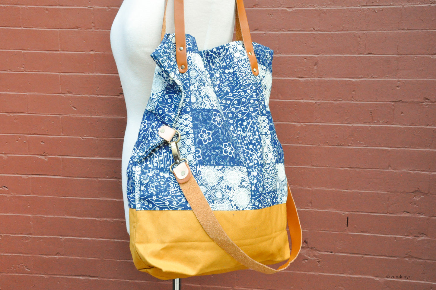 Two Strap Indigo Foldable Tote