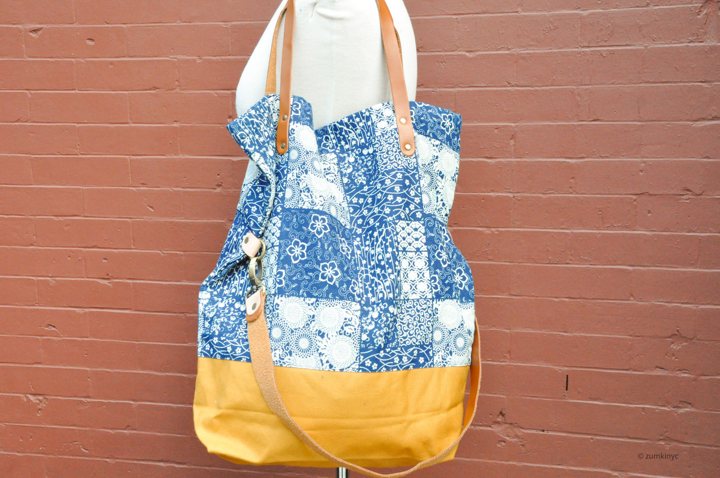 Two Strap Indigo Foldable Tote