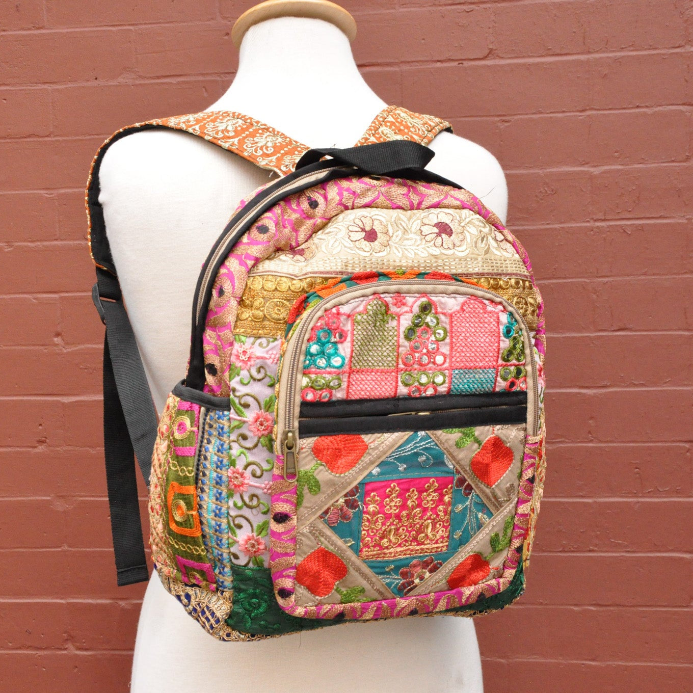 Camelia One of a kind Embellished Sari Backpack