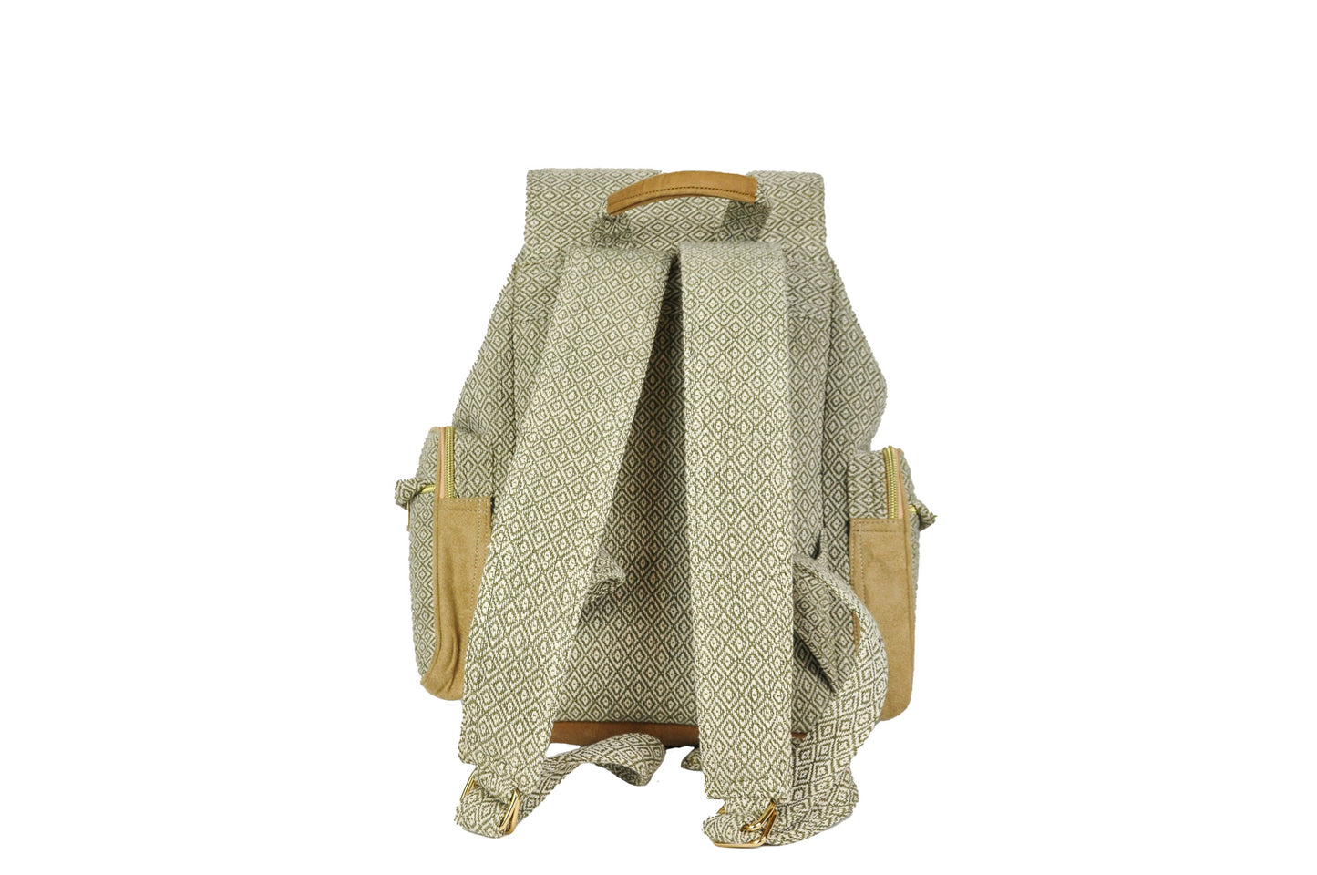 Pastel Organic Cotton & Leather Drawstring Backpack