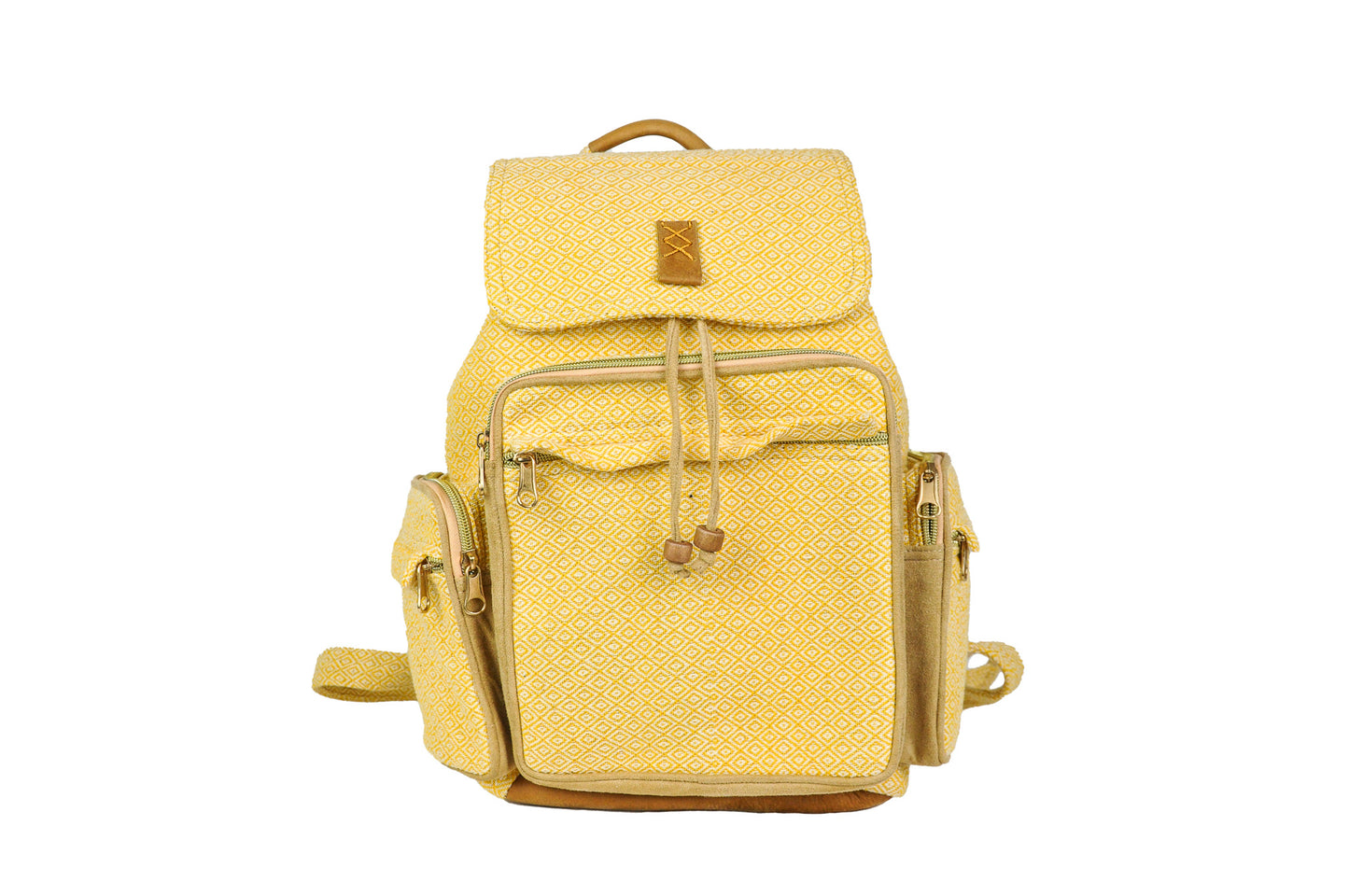 Pastel Organic Cotton & Leather Drawstring Backpack