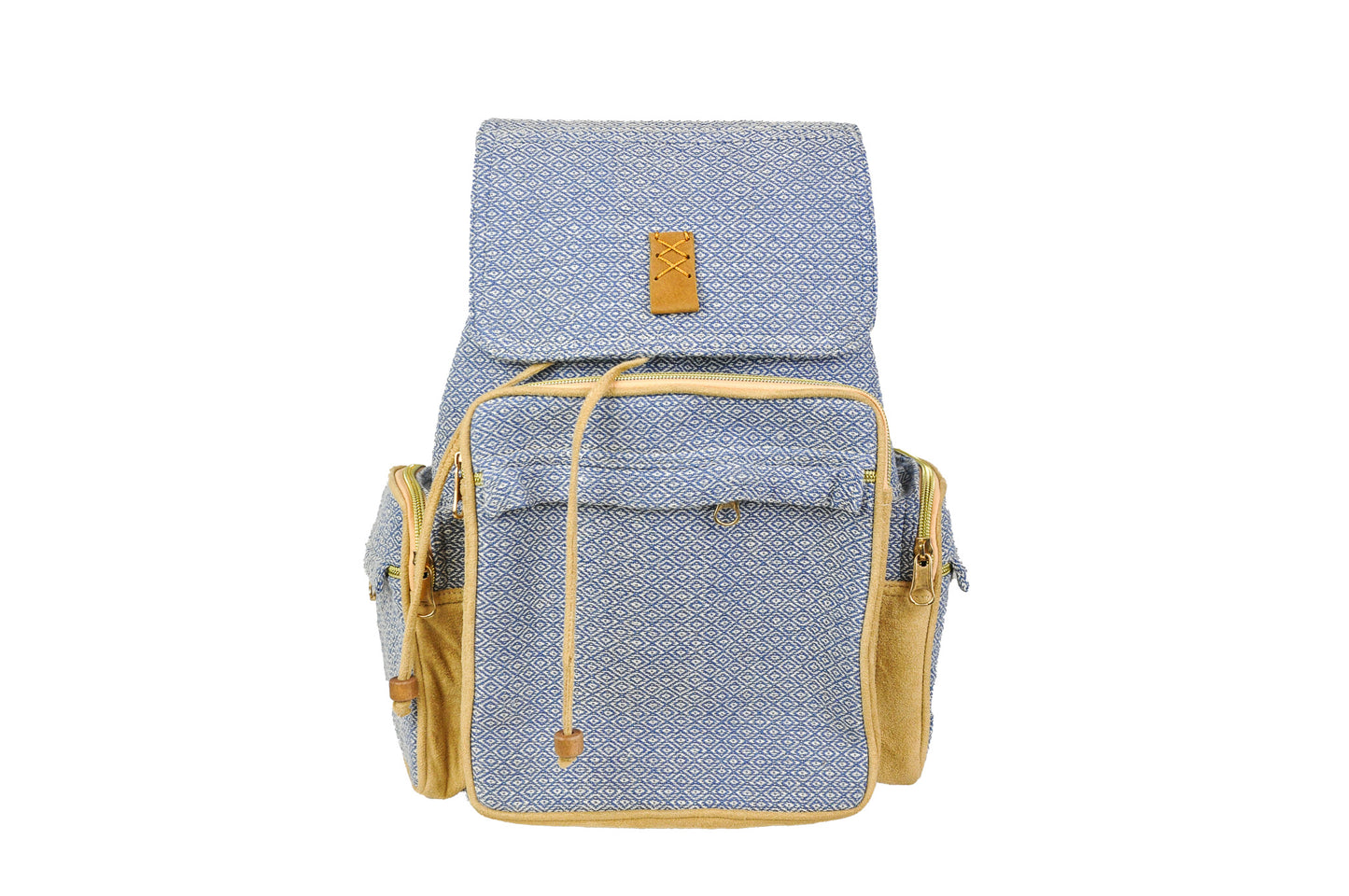 Pastel Organic Cotton & Leather Drawstring Backpack
