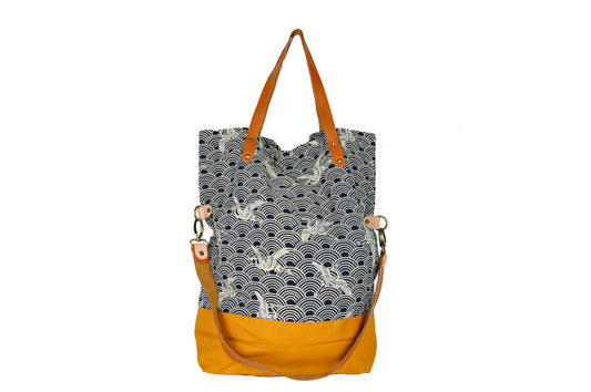 Two Strap Indigo Foldable Tote - Wholesale