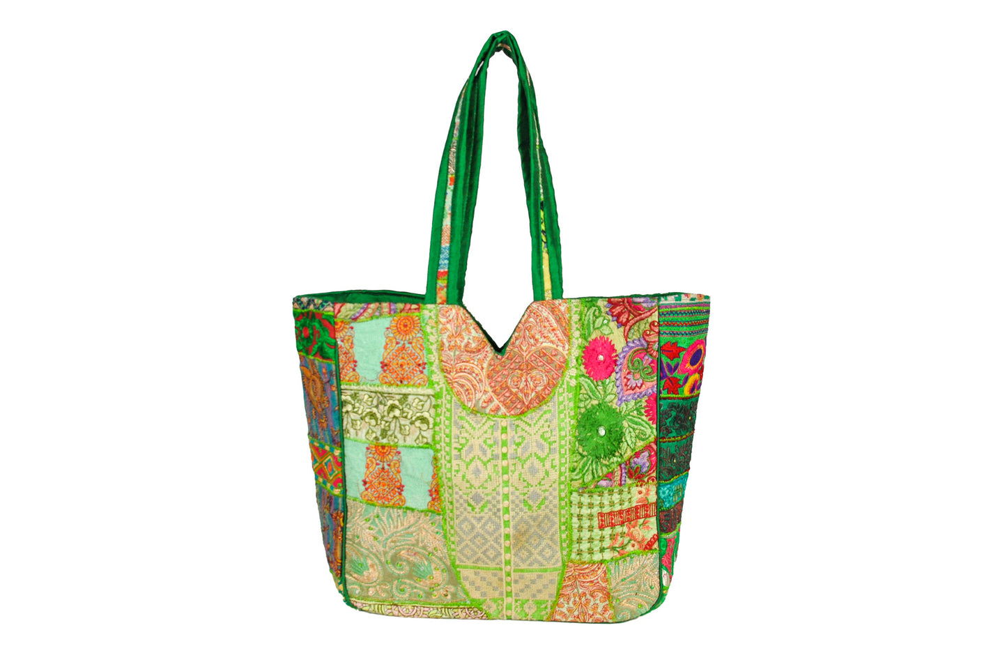 Primrose Structured Everyday One of a Kind Embellished Patchwork Tote
