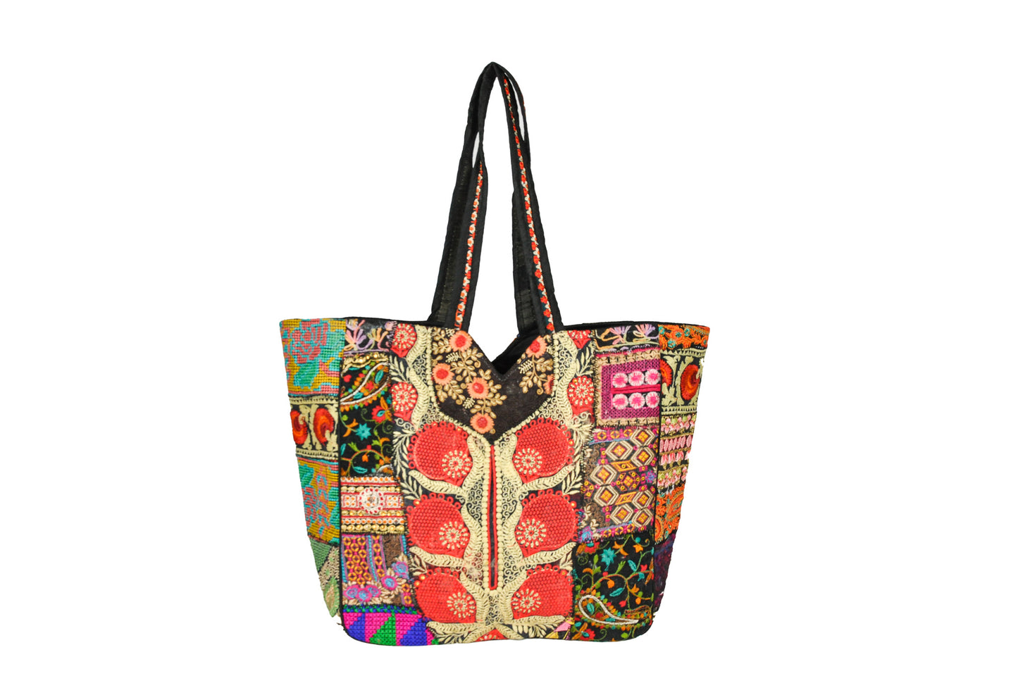 Primrose Structured Everyday One of a Kind Embellished Patchwork Tote