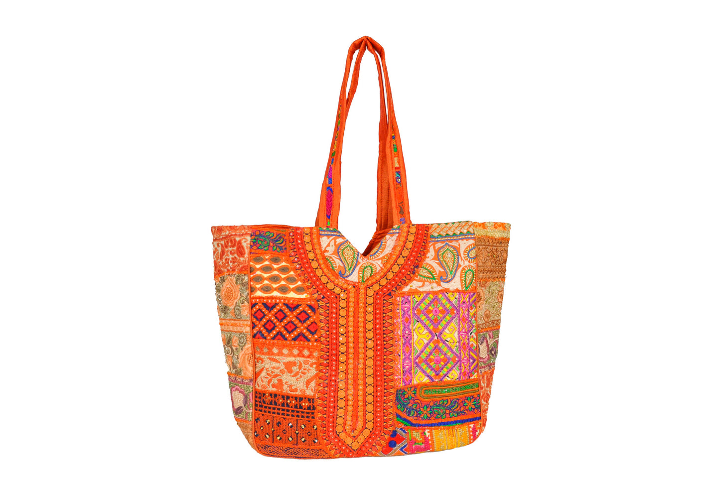 Primrose Structured Everyday One of a Kind Embellished Patchwork Tote