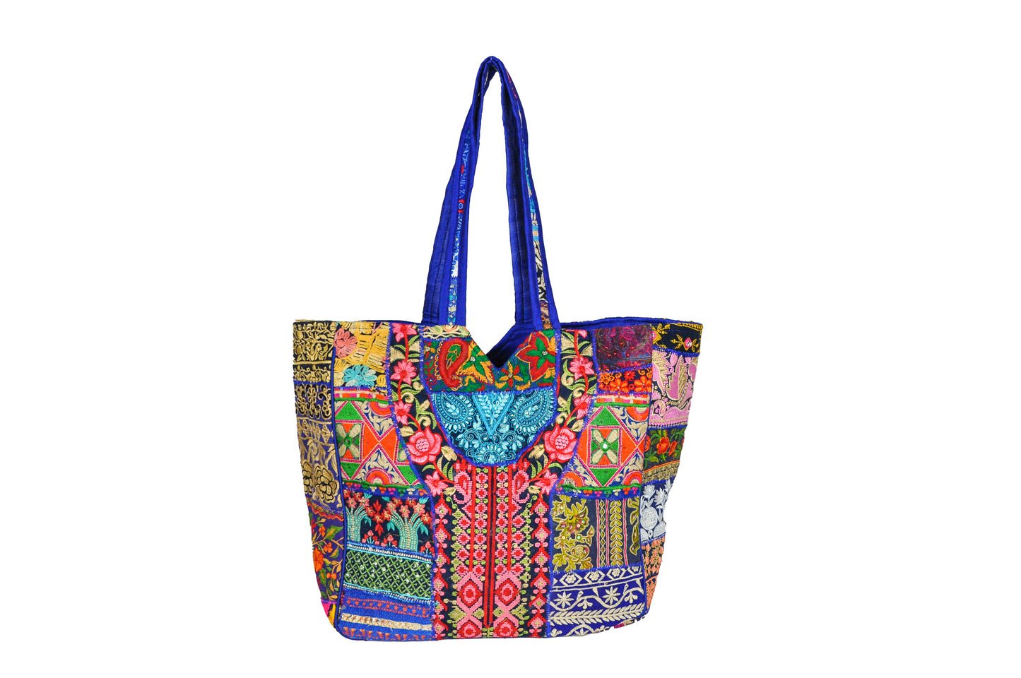 Primrose Structured Everyday One of a Kind Embellished Patchwork Tote
