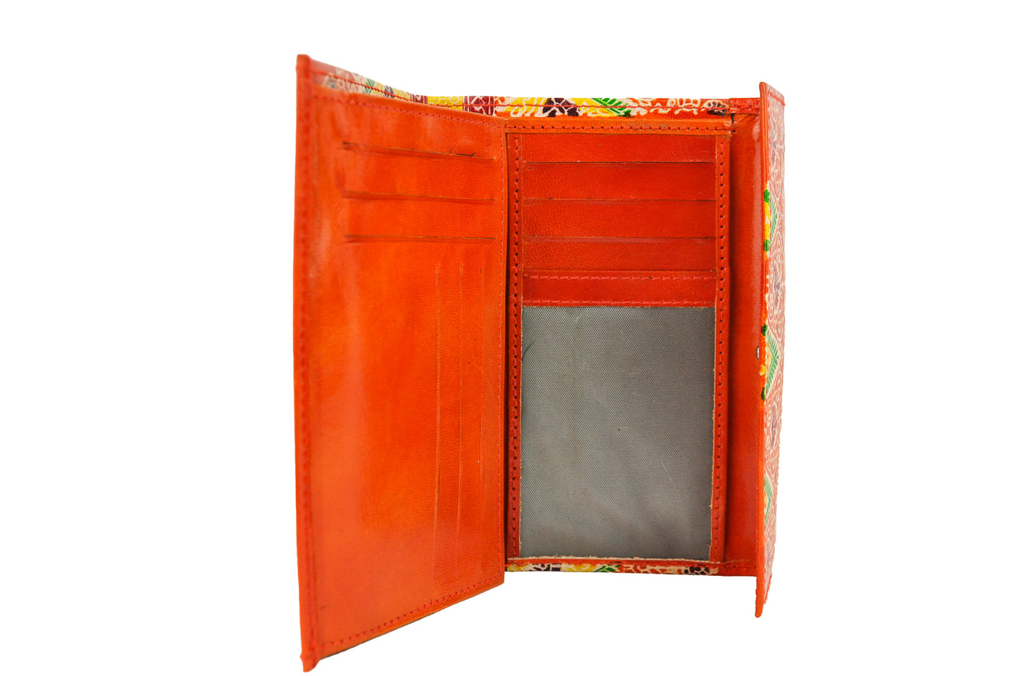 Barfi Embossed Leather Wallet – Vibrant Floral & Geometric Pattern