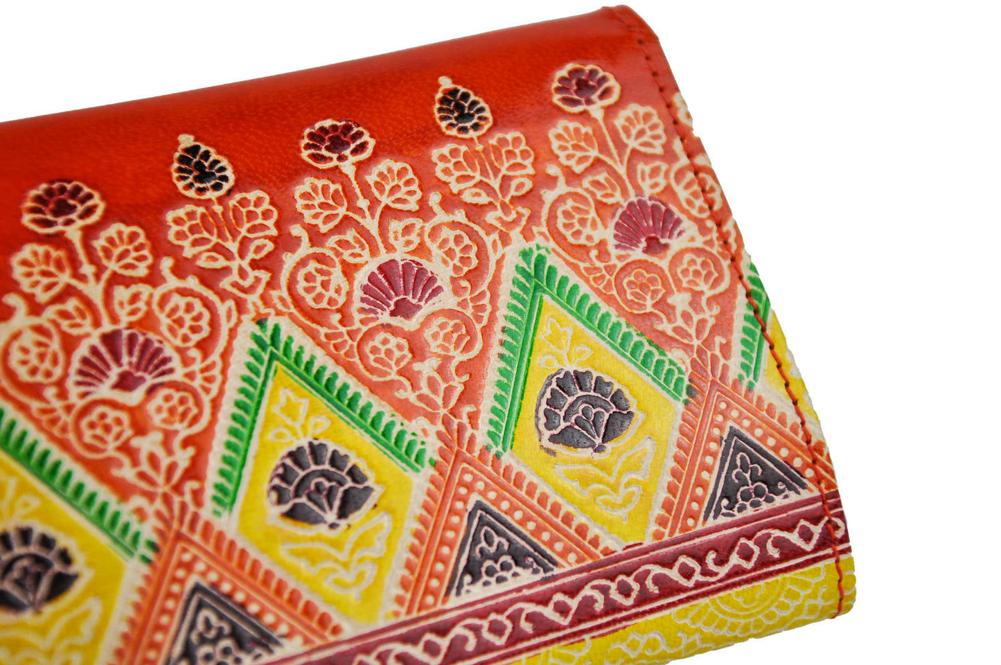 Barfi Embossed Leather Wallet – Vibrant Floral & Geometric Pattern