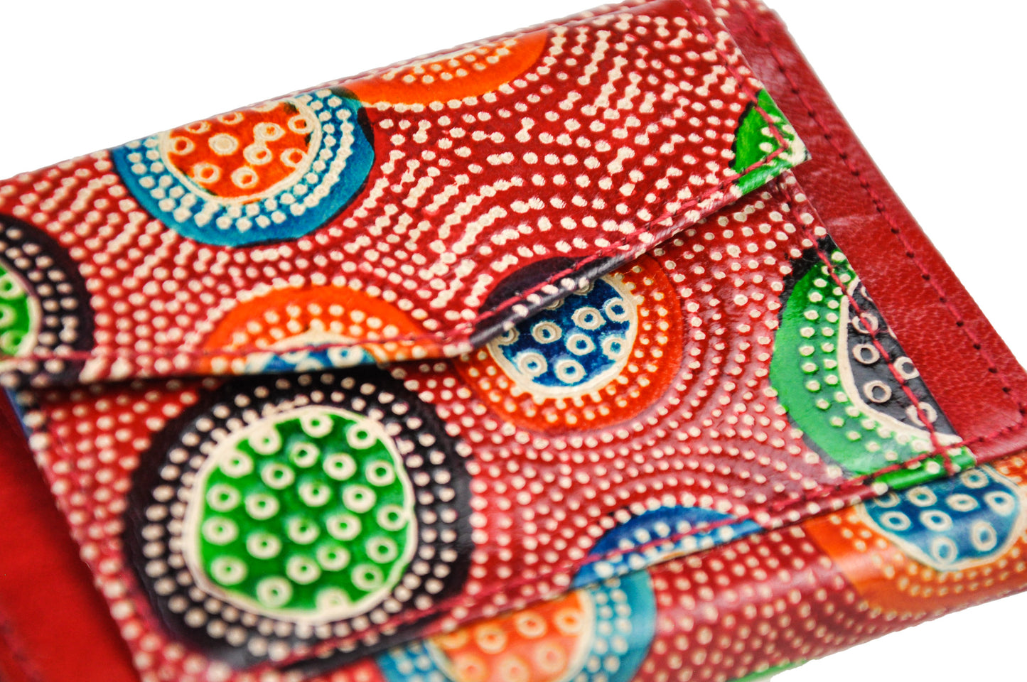 Dot Embossed Circle Trifold Small Leather Wallet