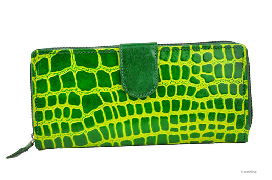 Croc-Embossed Leather Wallet