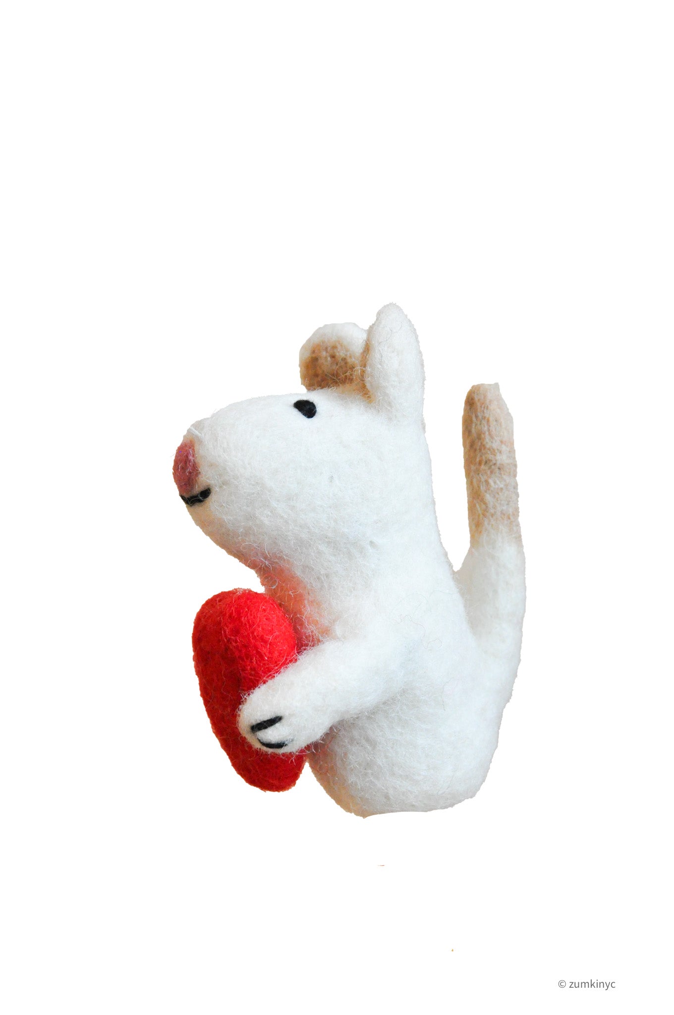 Mouse with Heart Felt Wool Finger Puppet