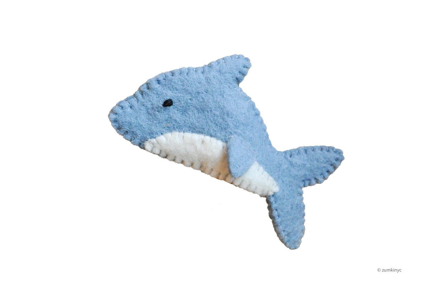 Blue Dolphin Felt Wool Finger Puppet