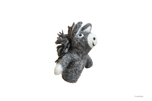 1/2 Donkey Felt Wool Finger Puppet
