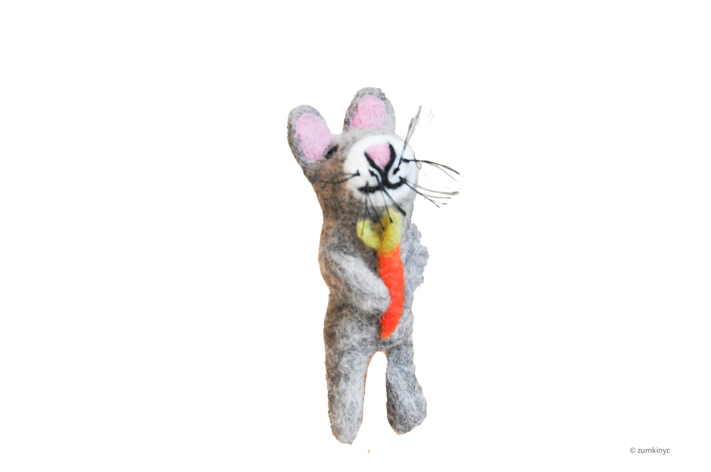Grey Rabbit Felt Wool Finger Puppet