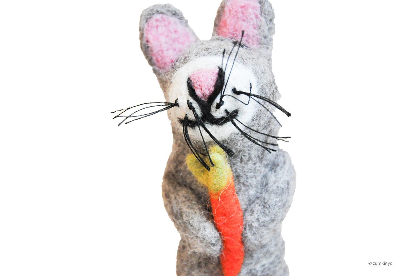 Grey Rabbit Felt Wool Finger Puppet