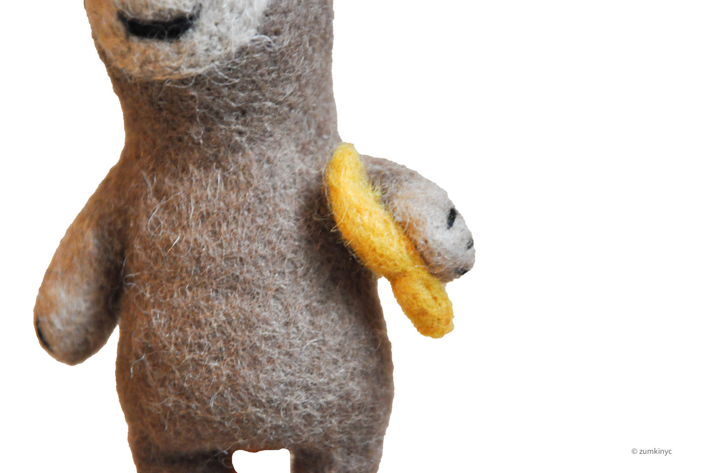 Monkey with Banana Felt Wool Finger Puppet