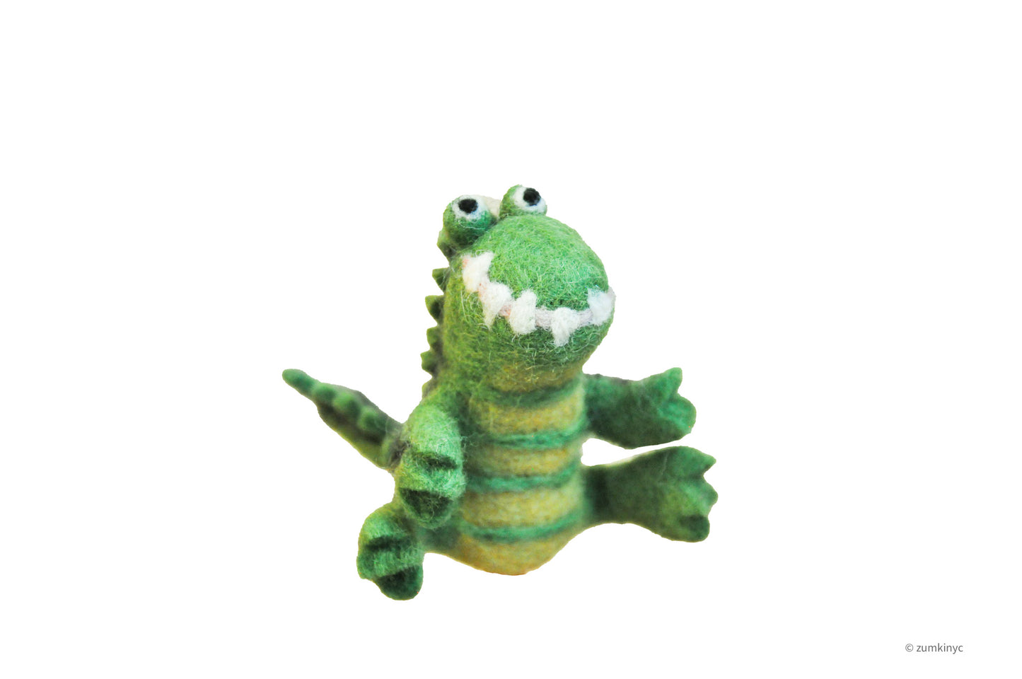 Sitting Crocodile Felt Wool Finger Puppet