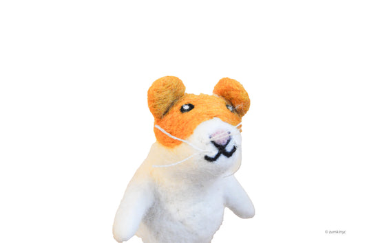 Orange Cat Felt Wool Finger Puppet