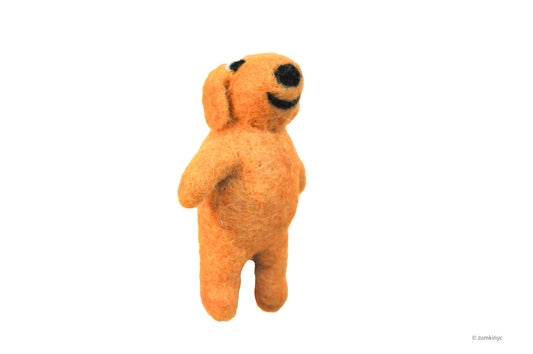 Mustard Dog Felt Wool Finger Puppet