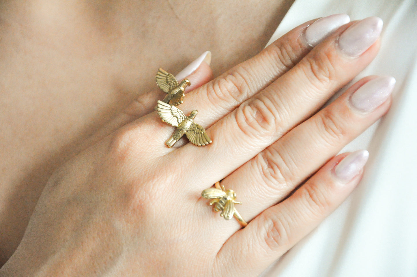 Twin Bird Adjustable Ring