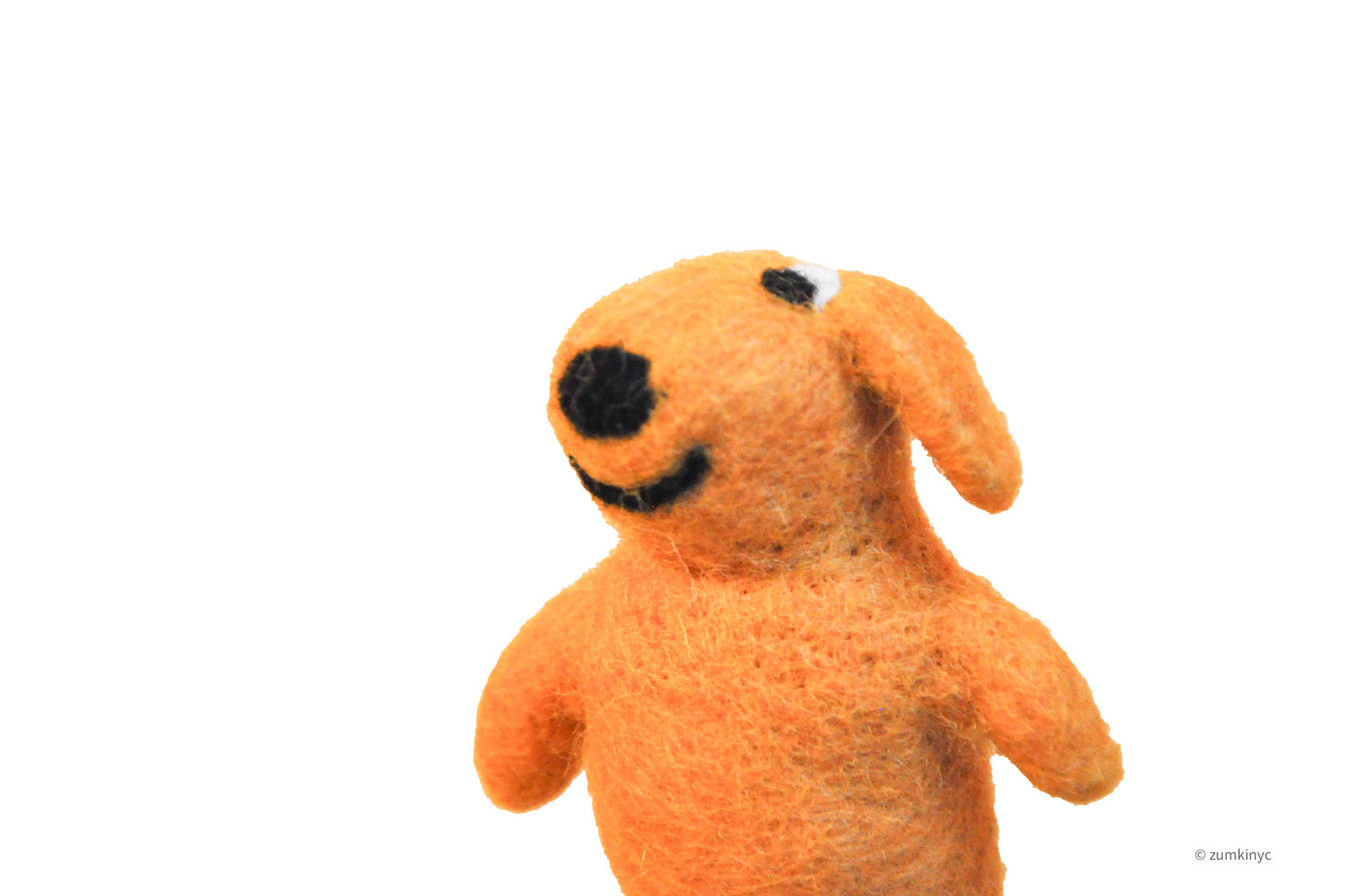 Mustard Dog Felt Wool Finger Puppet