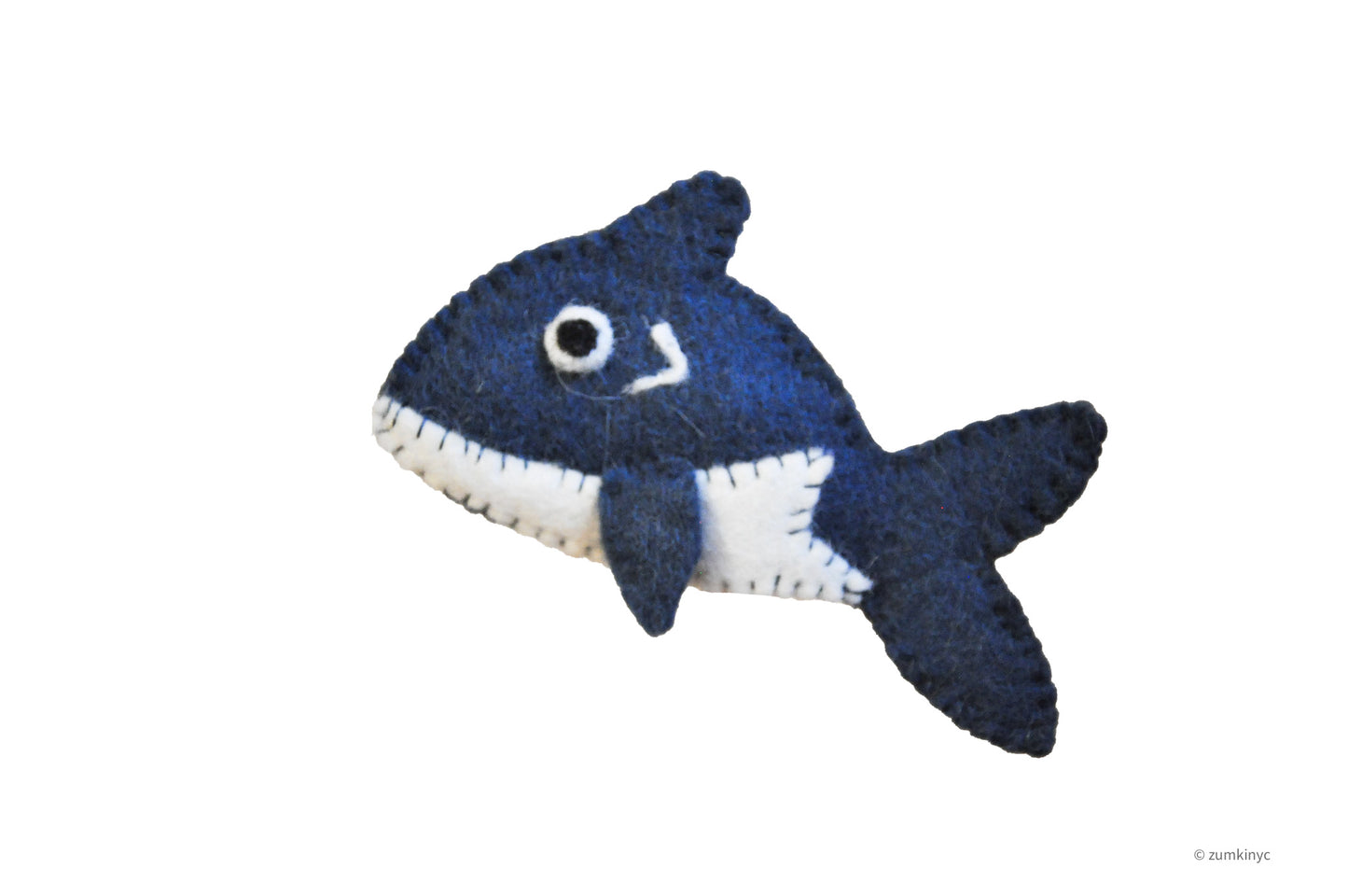 Navy Whale Felt Finger Puppet