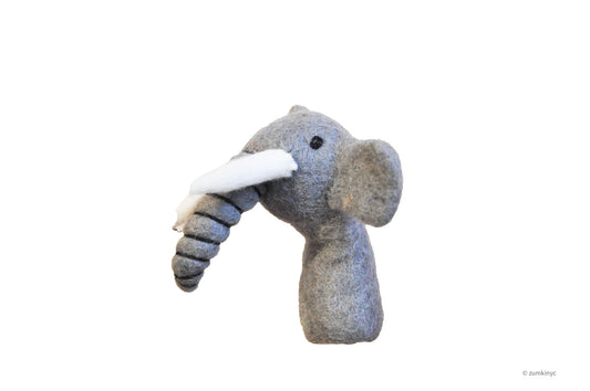 1/2 Light Grey Elephant Felt Wool Finger Puppet