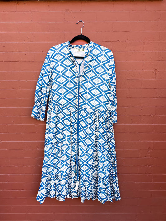 Handcrafted Cotton Midi Dress – Block Print Boho Resort Wear