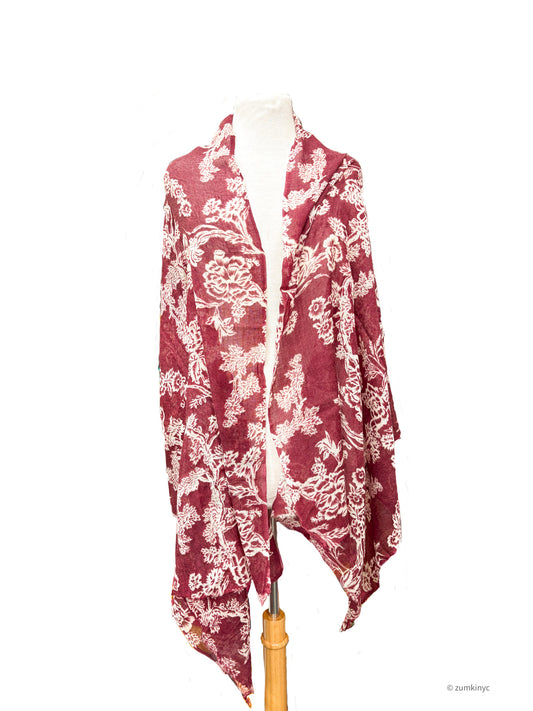 Handwoven Shelly Wool Stole – Lightweight Printed Wool Scarf from India