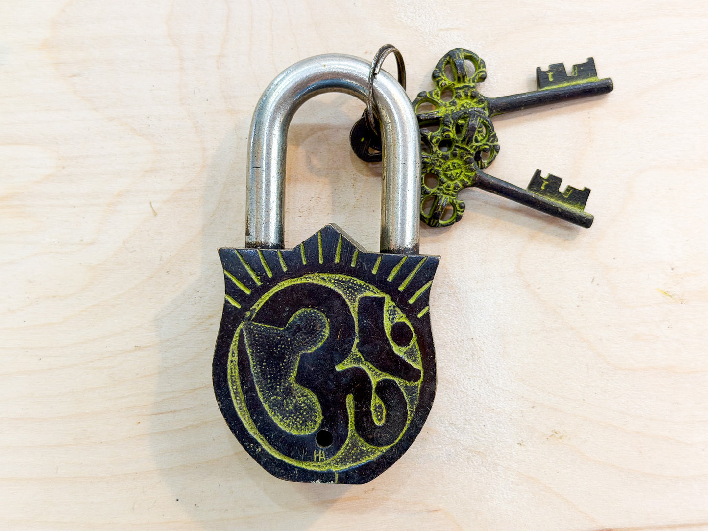 Saraswati Brass Padlock – Handmade Spiritual Lock from Nepal (Large & Small)