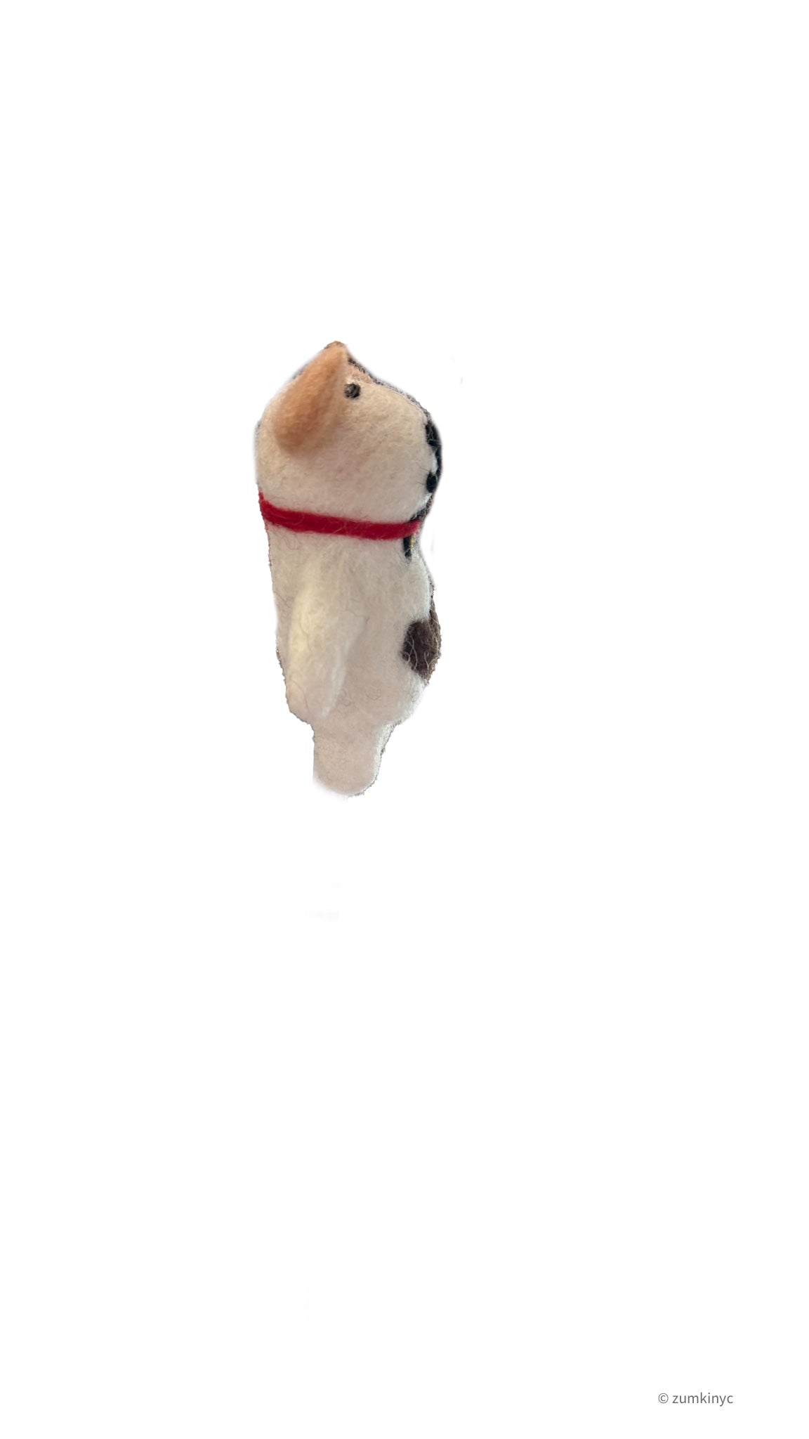Brown Dog with Heart and Bell Wool Felt Finger Puppet