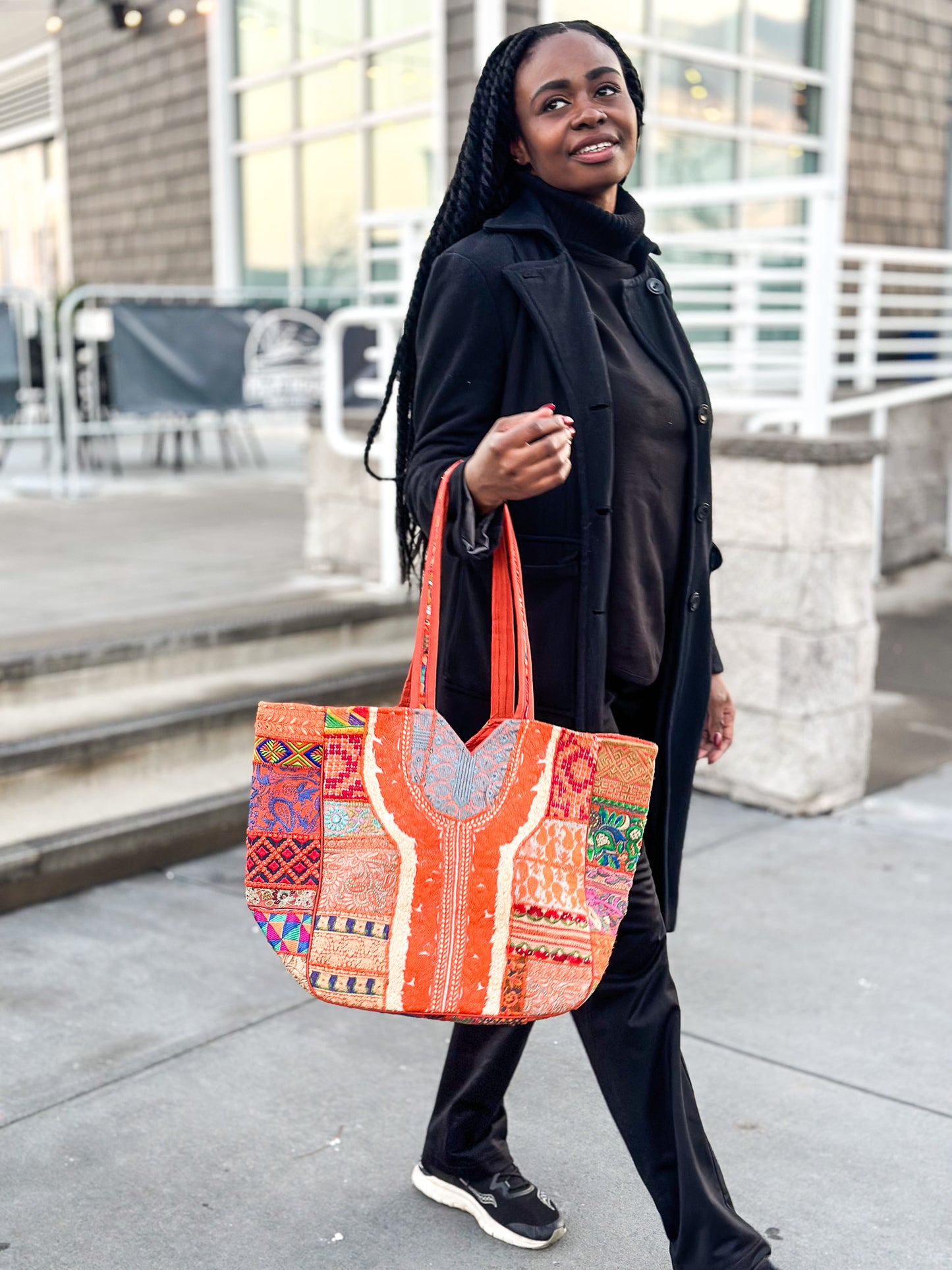 Primrose Structured Everyday One of a Kind Embellished Patchwork Tote