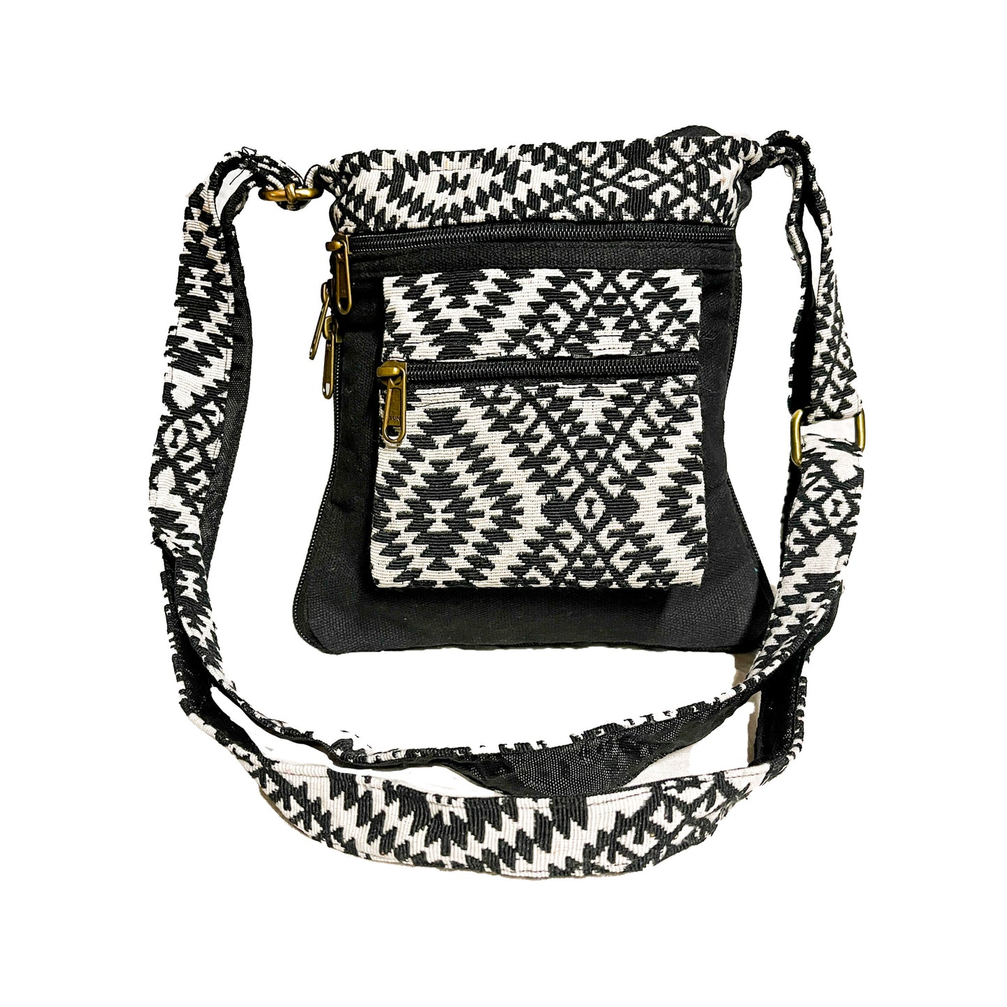 Sage Geoprint Expandable Cotton Crossbody