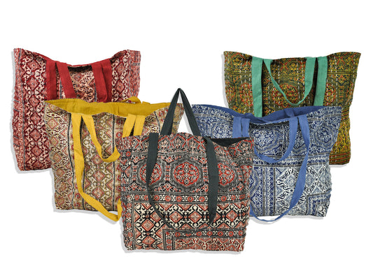 Reversible Cotton Kantha Tote with Double Strap - Wholesale