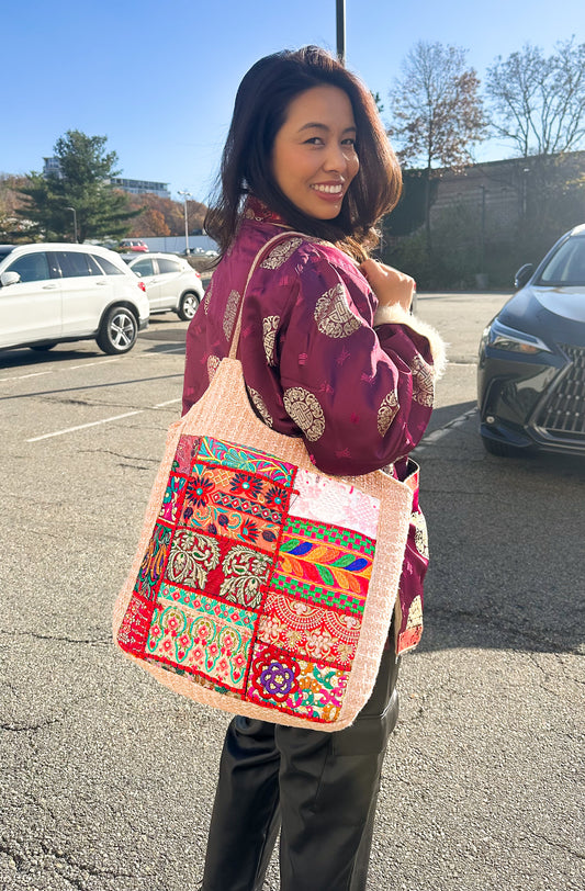 Embellished Hobo Bohemian One of a Kind Patchwork Tote Bag - Wholesale