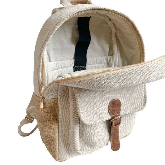 Bergamot Cotton/Hemp and Leather Backpack - Wholesale