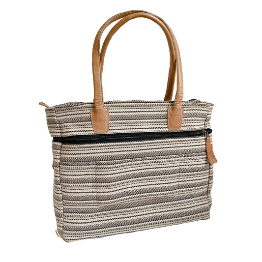 Orchid Weekender Hemp and Leather Travel Tote - Wholesale