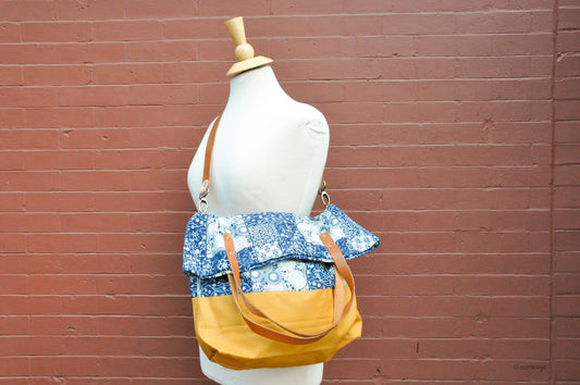 Two Strap Indigo Foldable Tote