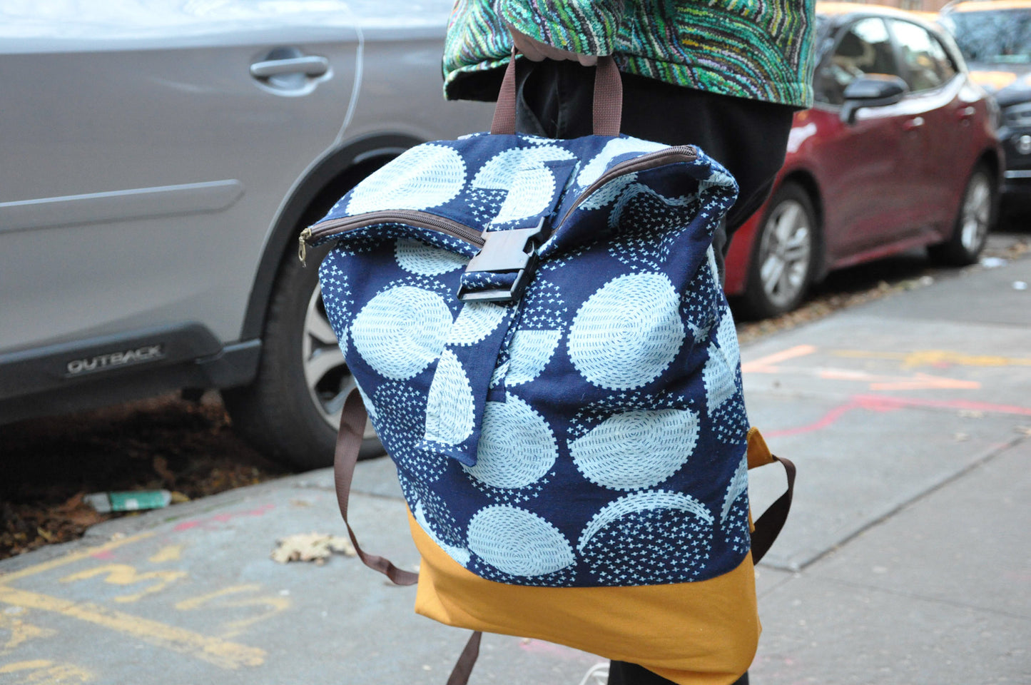 Collapsible Cotton Indigo Print Thai Backpack