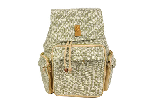 Pastel Organic Cotton & Leather Drawstring Backpack