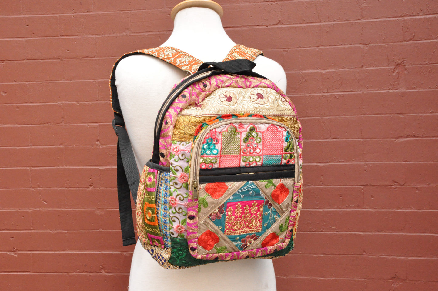 Camelia One of a kind Embellished Sari Backpack