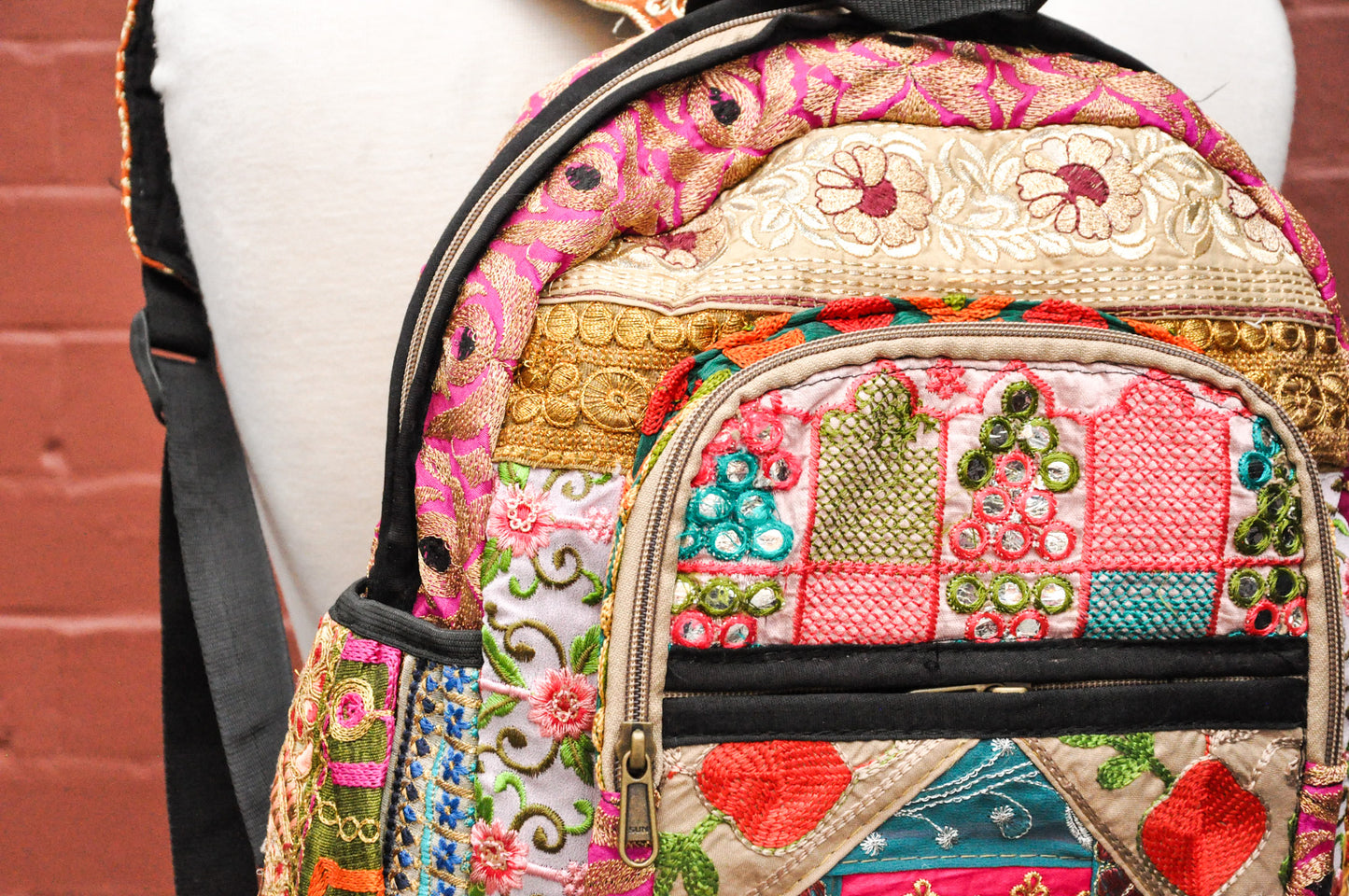 Camelia One of a kind Embellished Sari Backpack