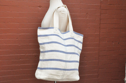Soft Jute Kilim Bag With Capri Stripes in Blue