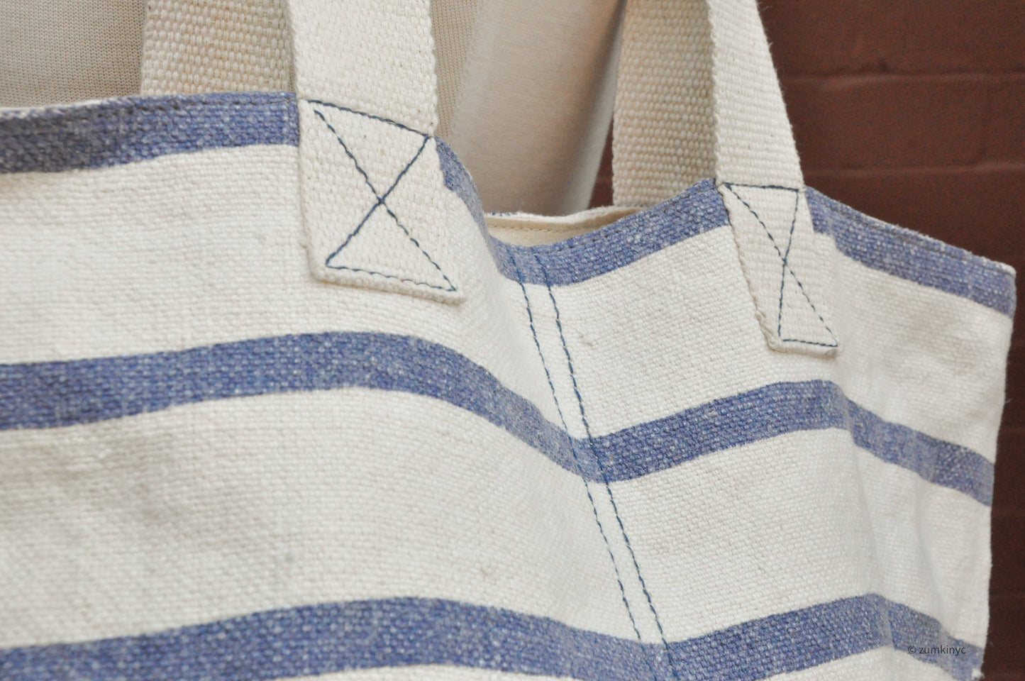 Soft Jute Kilim Bag With Capri Stripes in Blue